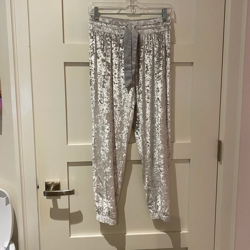 VS white/silver velour joggers